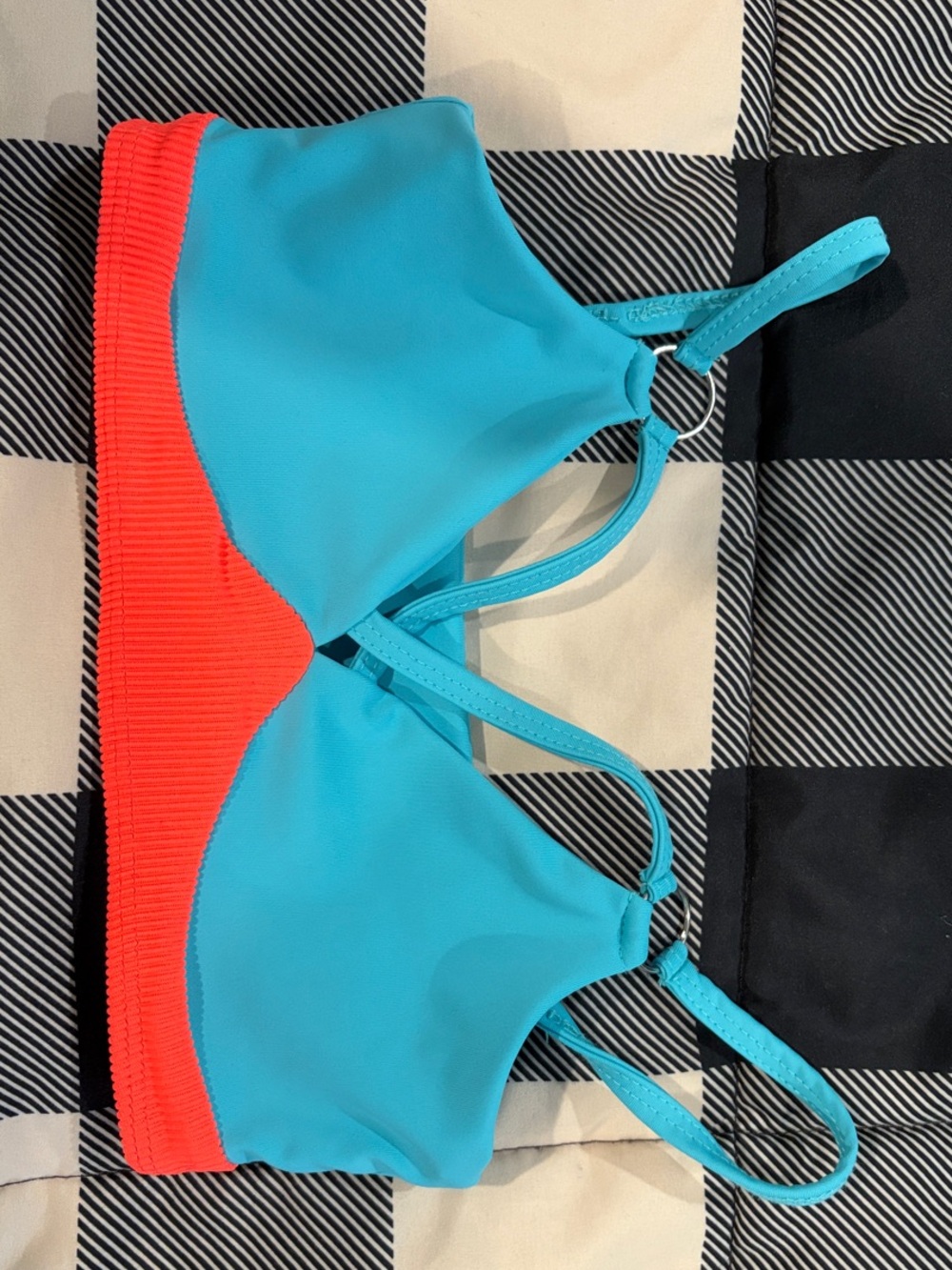 Tiger Friday Turquoise & Coral Ring-Accent Athletic DanceTop